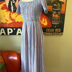 Joompy Striped Blue and Red Women's Dress